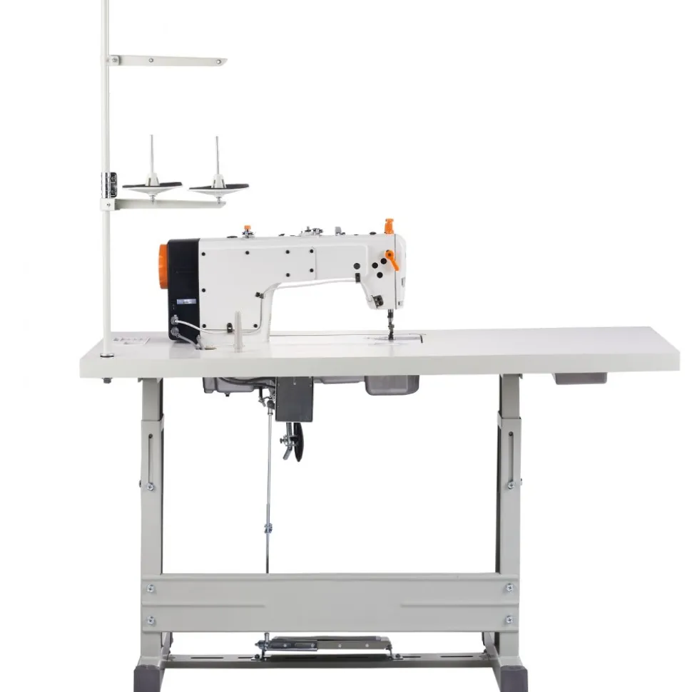 VEVOR Industrial Sewing Machine, Upgraded 550W Servo Motor with Table Stand, 5000s.p.m Heavy Duty Lockstitch Sewing Machine, High Speed, Clear Control Panel and Electro-mechanization Start-stop