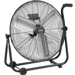 VEVOR Industrial Shop Fan, 24 Inch Floor Drum Fan, High Velocity 7500 CFM, Heavy Duty Aluminum Blades, 3 Speeds, 360 Degree Tilt, Ideal for Commercial, Garage, Warehouse, Basement, Workshop, Black