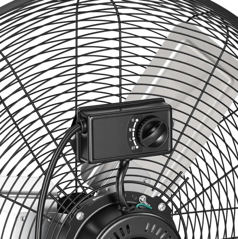 VEVOR Industrial Shop Fan, 24 Inch Floor Drum Fan, High Velocity 7500 CFM, Heavy Duty Aluminum Blades, 3 Speeds, 360 Degree Tilt, Ideal for Commercial, Garage, Warehouse, Basement, Workshop, Black
