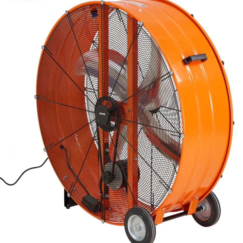 VEVOR Industrial Shop Fan, 42 Inch Floor Drum Fan, High Velocity 16100 CFM, Heavy Duty Aluminum Blades, 2 Speeds, with Handle, Ideal for Commercial, Garage, Warehouse, Basement, Workshop, Factory