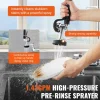 VEVOR Industrial Sink Faucet, 44" Tall, 8" Install Space, 12" Rotating Spout, Surface Mount, Brass-Made with Extendable Sprayer, Suitable for Single/Triple Basin