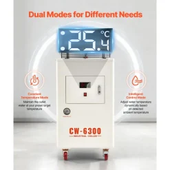 VEVOR Industrial Water Chiller, 27,300 BTU/h, Industrial Water Cooler Cooling System with Compressor, 10.6 Gal Tank Capacity, 18.5 GPM Max Flow Rate, for CO2 Laser Tube Engraving & Cutting Machine