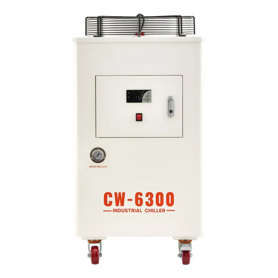 VEVOR Industrial Water Chiller, 27,300 BTU/h, Industrial Water Cooler Cooling System with Compressor, 10.6 Gal Tank Capacity, 18.5 GPM Max Flow Rate, for CO2 Laser Tube Engraving & Cutting Machine