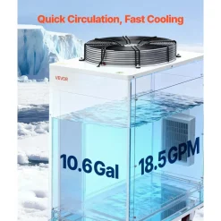 VEVOR Industrial Water Chiller, 27,300 BTU/h, Industrial Water Cooler Cooling System with Compressor, 10.6 Gal Tank Capacity, 18.5 GPM Max Flow Rate, for CO2 Laser Tube Engraving & Cutting Machine