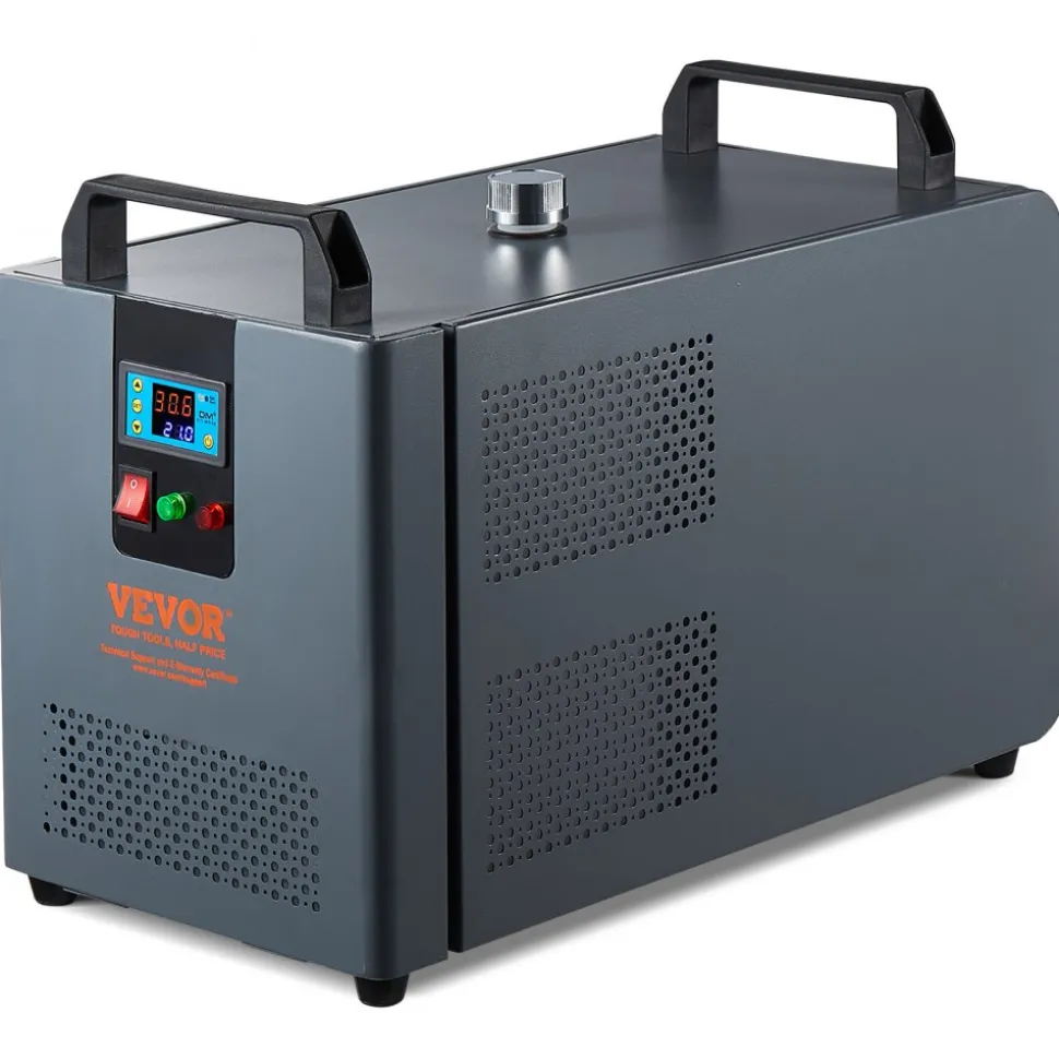 VEVOR Industrial Water Chiller, 5460 BTU/h, Industrial Water Cooler Cooling System with Compressor, 1.8 Gal Tank Capacity, 3.4 GPM Max Flow, Laser Chiller, for CO2 Laser Engraving & Cutting Machine