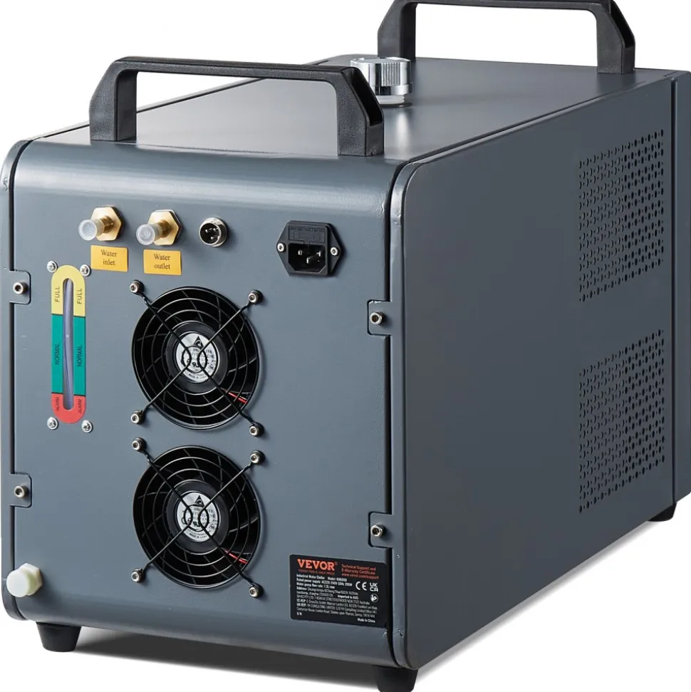 VEVOR Industrial Water Chiller, 5460 BTU/h, Industrial Water Cooler Cooling System with Compressor, 1.8 Gal Tank Capacity, 3.4 GPM Max Flow, Laser Chiller, for CO2 Laser Engraving & Cutting Machine