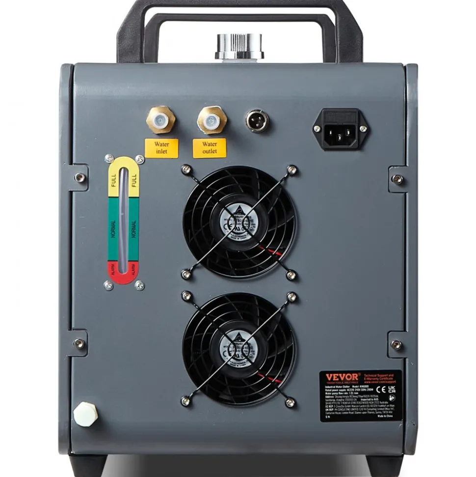VEVOR Industrial Water Chiller, 5460 BTU/h, Industrial Water Cooler Cooling System with Compressor, 1.8 Gal Tank Capacity, 3.4 GPM Max Flow, Laser Chiller, for CO2 Laser Engraving & Cutting Machine