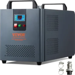 VEVOR Industrial Water Chiller, 5460 BTU/h, Industrial Water Cooler Cooling System with Compressor, 1.8 Gal Tank Capacity, 3.4 GPM Max Flow, Laser Chiller, for CO2 Laser Engraving & Cutting Machine