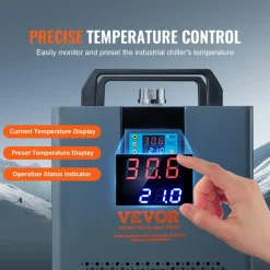 VEVOR Industrial Water Chiller, 5460 BTU/h, Industrial Water Cooler Cooling System with Compressor, 1.8 Gal Tank Capacity, 3.4 GPM Max Flow, Laser Chiller, for CO2 Laser Engraving & Cutting Machine
