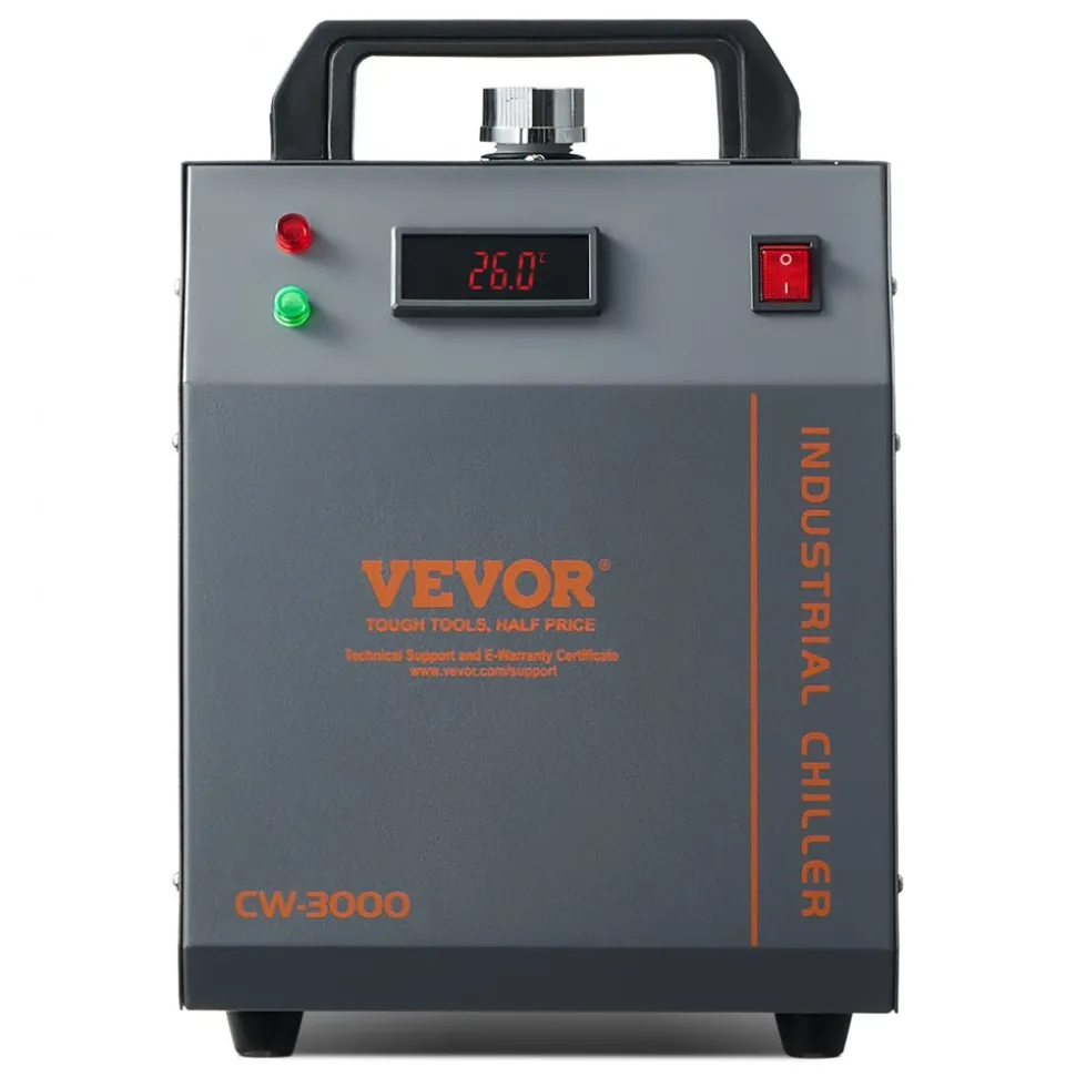 VEVOR Industrial Water Chiller, CW-3000, 80W Air-Cooled Industrial Water Cooler Cooling System with 12 L Water Tank Capacity 12 L/min Maximum Flow Rate, for Laser Engraving Machine Cooling Machine