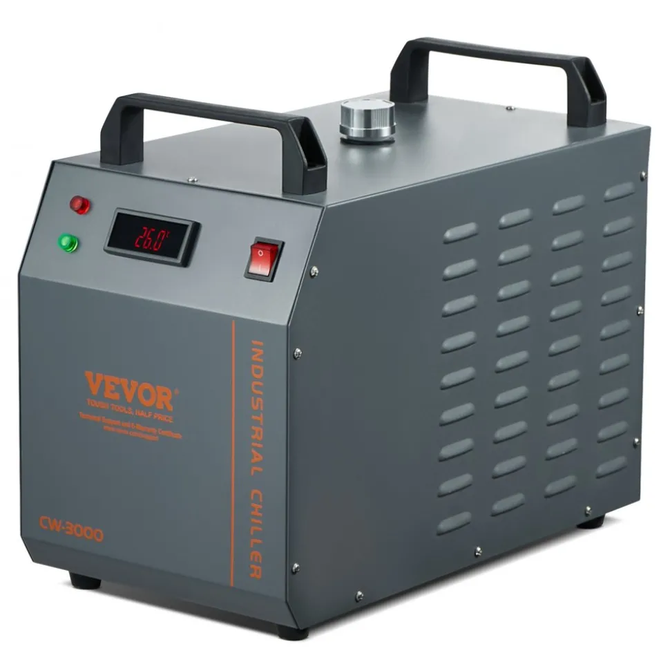 VEVOR Industrial Water Chiller, CW-3000, 80W Air-Cooled Industrial Water Cooler Cooling System with 12 L Water Tank Capacity 12 L/min Maximum Flow Rate, for Laser Engraving Machine Cooling Machine