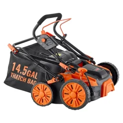 VEVOR 2-in-1 Electric Dethatcher and Scarifier, 16-Inch 15 Amp, Corded Lawn Dethatcher with 14.5-Gallon Thatch Collection Bag, 5-Position Depth Adjustment, Walk Behind Machine for Garden Yard Grass