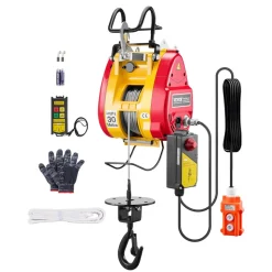 VEVOR 2-in-1 Electric Hoist Winch, 1100 lbs Capacity, 1800W Portable Power Winch, 98 ft Lifting Height, 36 ft/min with Wire and Wireless Remote Control, for Garage, Warehouse, Factory Lifting Towing