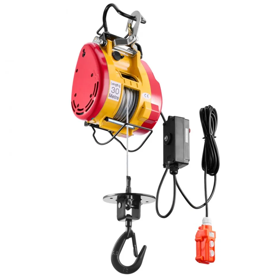 VEVOR 2-in-1 Electric Hoist Winch, 1100 lbs Capacity, 1800W Portable Power Winch, 98 ft Lifting Height, 36 ft/min with Wire and Wireless Remote Control, for Garage, Warehouse, Factory Lifting Towing