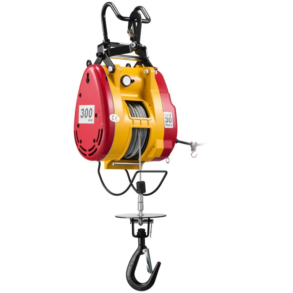 VEVOR 2-in-1 Electric Hoist Winch, 660 lbs Capacity, 1500W Portable Power Winch Crane, 98.4 ft Lifting Height, 62 ft/min with Wired and Wireless Remote Control for Factory, Warehouss, Garage