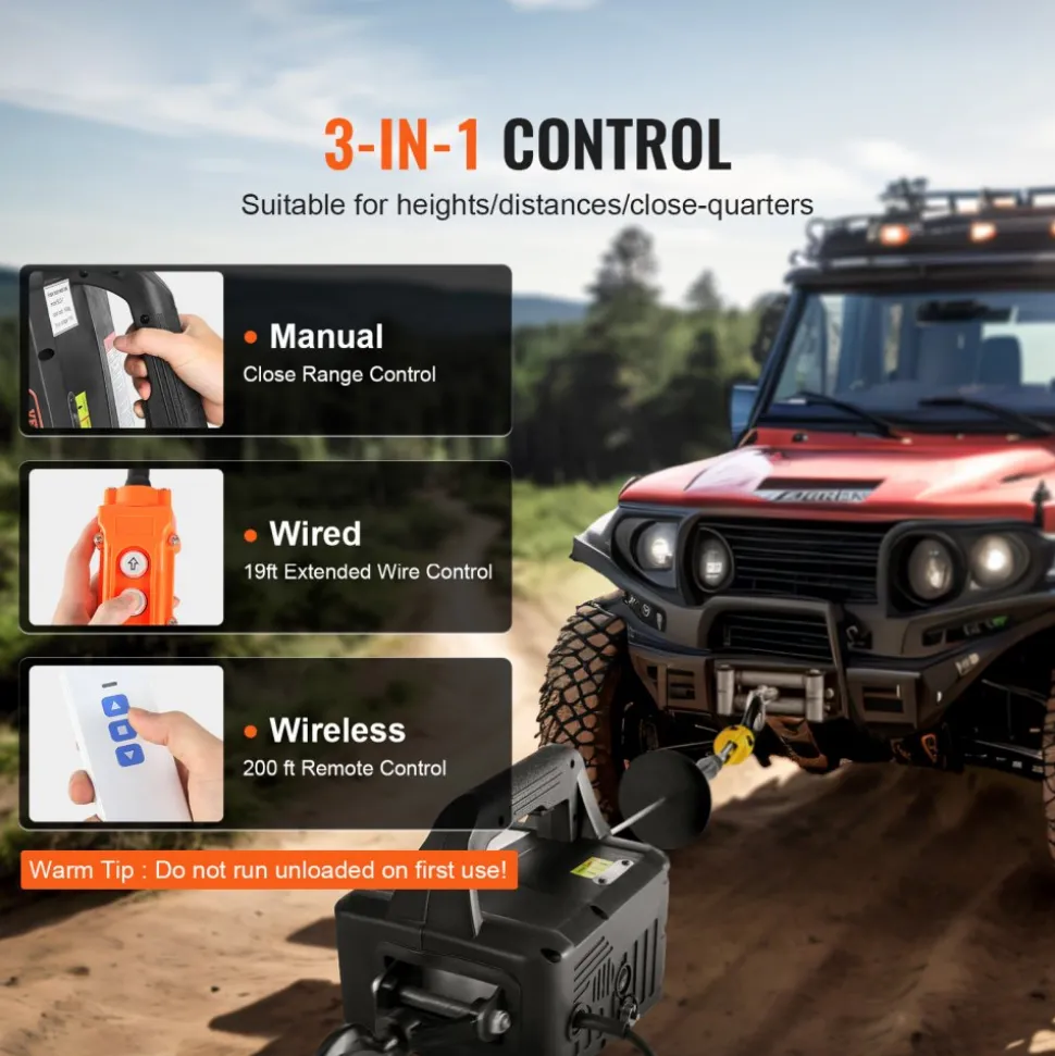 VEVOR 3-in-1 Electric Hoist Winch, 1100lbs 1500W Portable Power Winch Crane, 110V/120V 22.9 ft Lifting Height, 13 ft/min with Manual, Wired and Wireless Remote Control, Overload Protection