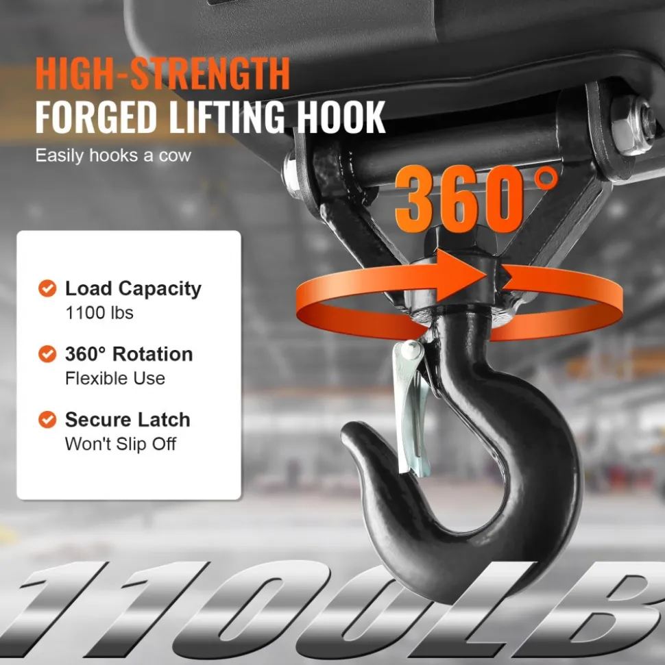VEVOR 3-in-1 Electric Hoist Winch, 1100lbs 1500W Portable Power Winch Crane, 110V/120V 22.9 ft Lifting Height, 13 ft/min with Manual, Wired and Wireless Remote Control, Overload Protection