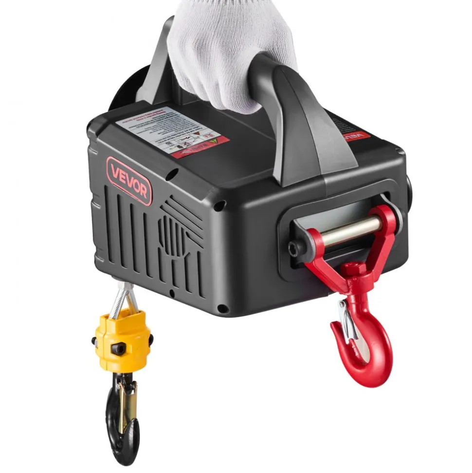 VEVOR 2-in-1 Electric Hoist Winch, 1100 lbs Capacity, 1500W Portable Power Winch Crane, 25 ft Lifting Height, 16.4 ft/min with Manual and Wired Remote Control for Factory, Warehouss, Garage