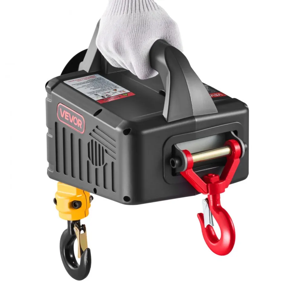 VEVOR 2-in-1 Electric Hoist Winch, 1100 lbs Capacity, 1500W Portable Power Winch Crane, 25 ft Lifting Height, 16.4 ft/min with Manual and Wireless Remote Control for Factory, Warehouss, Garage