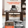 VEVOR 63 in Executive Desk, Large Modern Rectangle Office Table, Heavy Duty Wooden Executive Table with Cable Connection Hole, 250 LBS Load Capacity, Easy Assembly, for Work Study Writing, Walnut