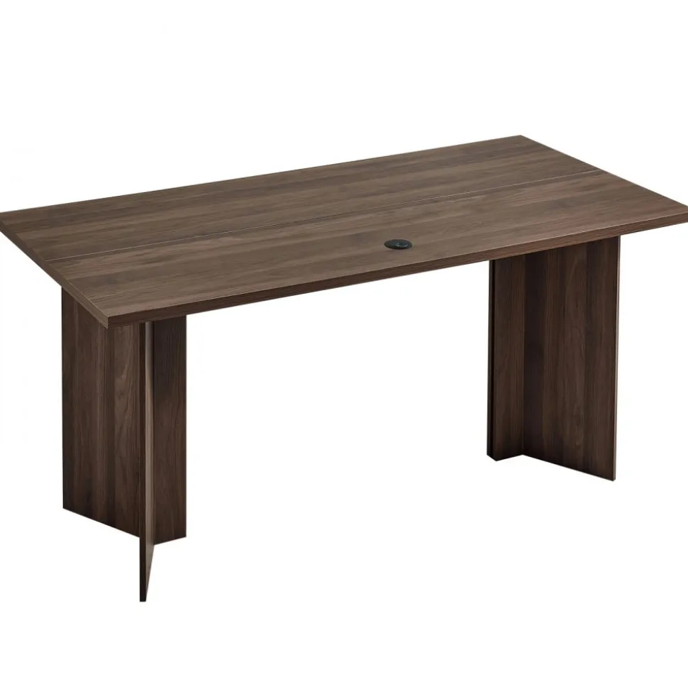 VEVOR 63 in Executive Desk, Large Modern Rectangle Office Table, Heavy Duty Wooden Executive Table with Cable Connection Hole, 250 LBS Load Capacity, Easy Assembly, for Work Study Writing, Walnut