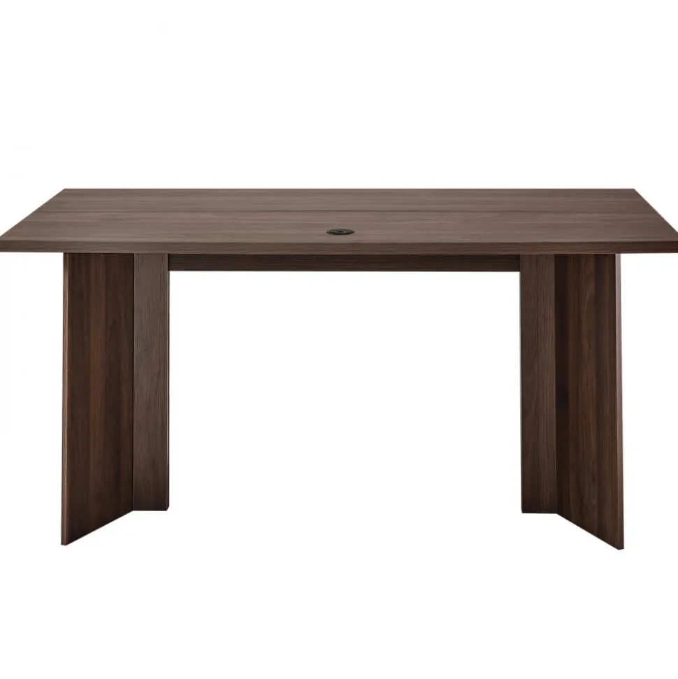 VEVOR 63 in Executive Desk, Large Modern Rectangle Office Table, Heavy Duty Wooden Executive Table with Cable Connection Hole, 250 LBS Load Capacity, Easy Assembly, for Work Study Writing, Walnut