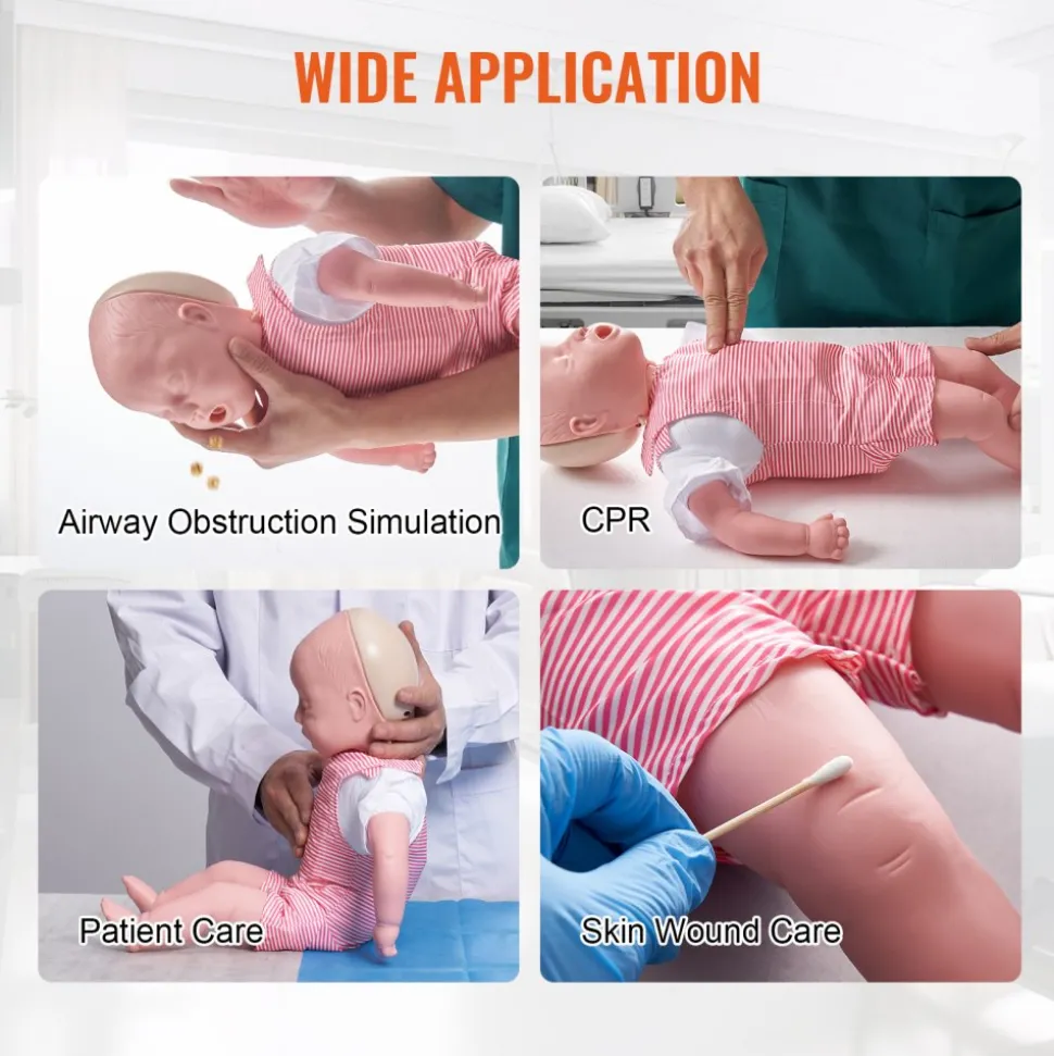 VEVOR Infant CPR Training Manikin, Heimlich Maneuver and Cardiopulmonary Resuscitation (CPR) Practice, Professional Infant Airway Obstruction Training Manikin, Baby Infarction Model for Education