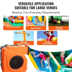 VEVOR Inflatable Blower, 1500W, 2 & 2.1 HP Bounce House Blower, Pump Commercial Air Blower for Inflatables, 3100 RPM Bouncy Castle Electric Fan Perfect for Bounce House, Tested to UL Standards