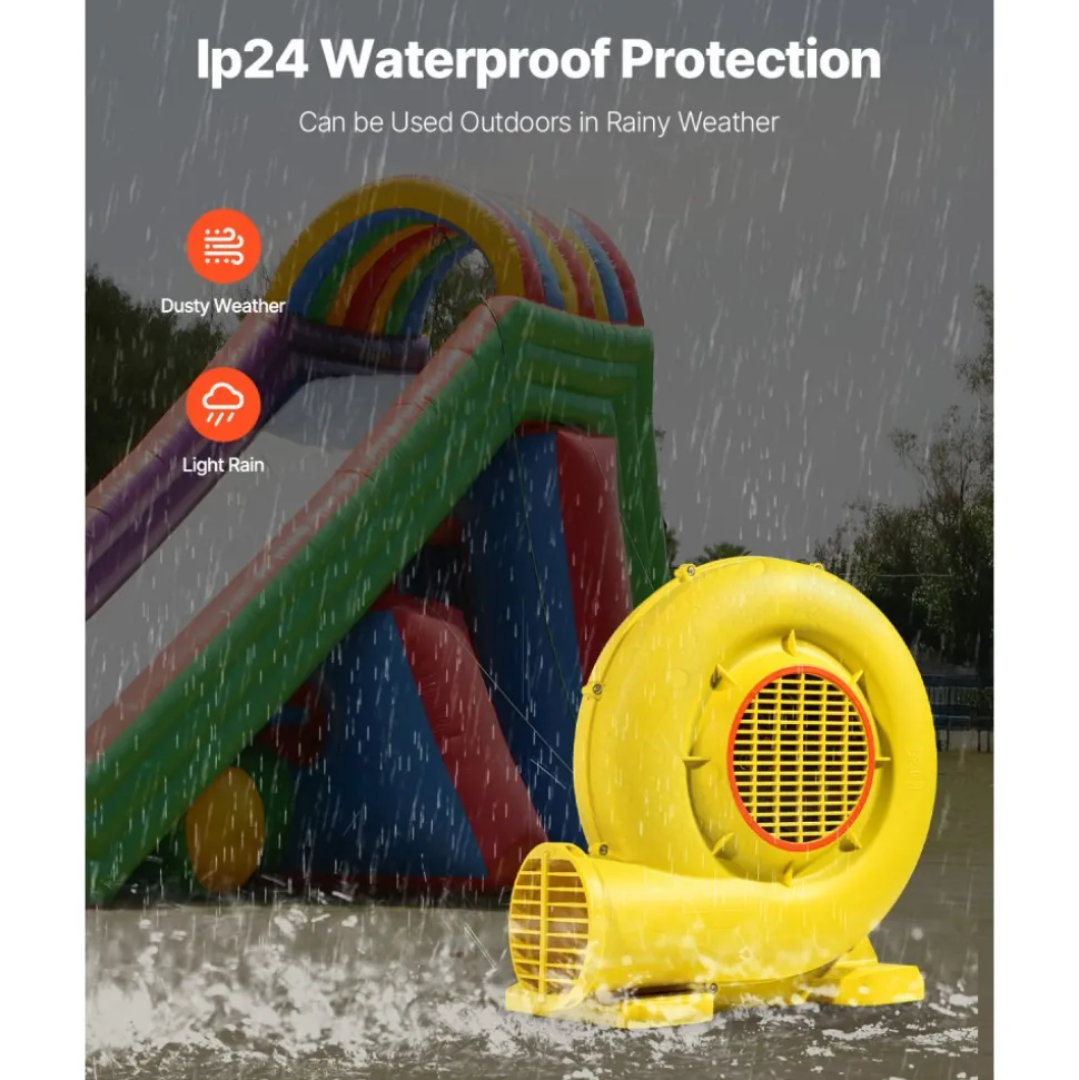 VEVOR Inflatable Blower, 380W&450W, 0.5 & 0.6 HP Bounce House Blower, Pump Commercial Air Blower for Inflatables, Bouncy Castle Electric Air Blower Fan Perfect for Bounce House, Waterslides, Yellow