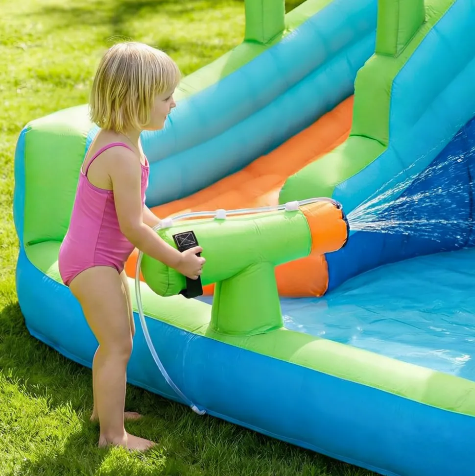 VEVOR Inflatable Bounce House, 11.6 x 13.1 x 7.7 ft Inflatable Bounce House Water Slide, Bouncer Castle with Bounces Zone, Climbing Wall, Splash Pool & Water Ring Toss, for 3 to 4 Kids Ages 3 to 8
