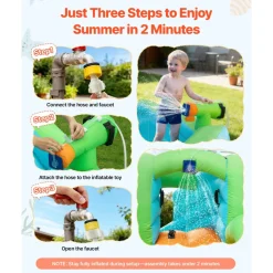 VEVOR Inflatable Bounce House, 11.6 x 13.1 x 7.7 ft Inflatable Bounce House Water Slide, Bouncer Castle with Bounces Zone, Climbing Wall, Splash Pool & Water Ring Toss, for 3 to 4 Kids Ages 3 to 8