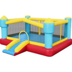 VEVOR Inflatable Bounce House, 14.7 x 13.8 x 6.8 ft Jumping Bouncy Castle, Inflatable Jumper for Kids with Slide, Basketball Hoop, Target Game & Jumping Area, Jumpings House Holds 3-4 Kids (Ages 3-8)