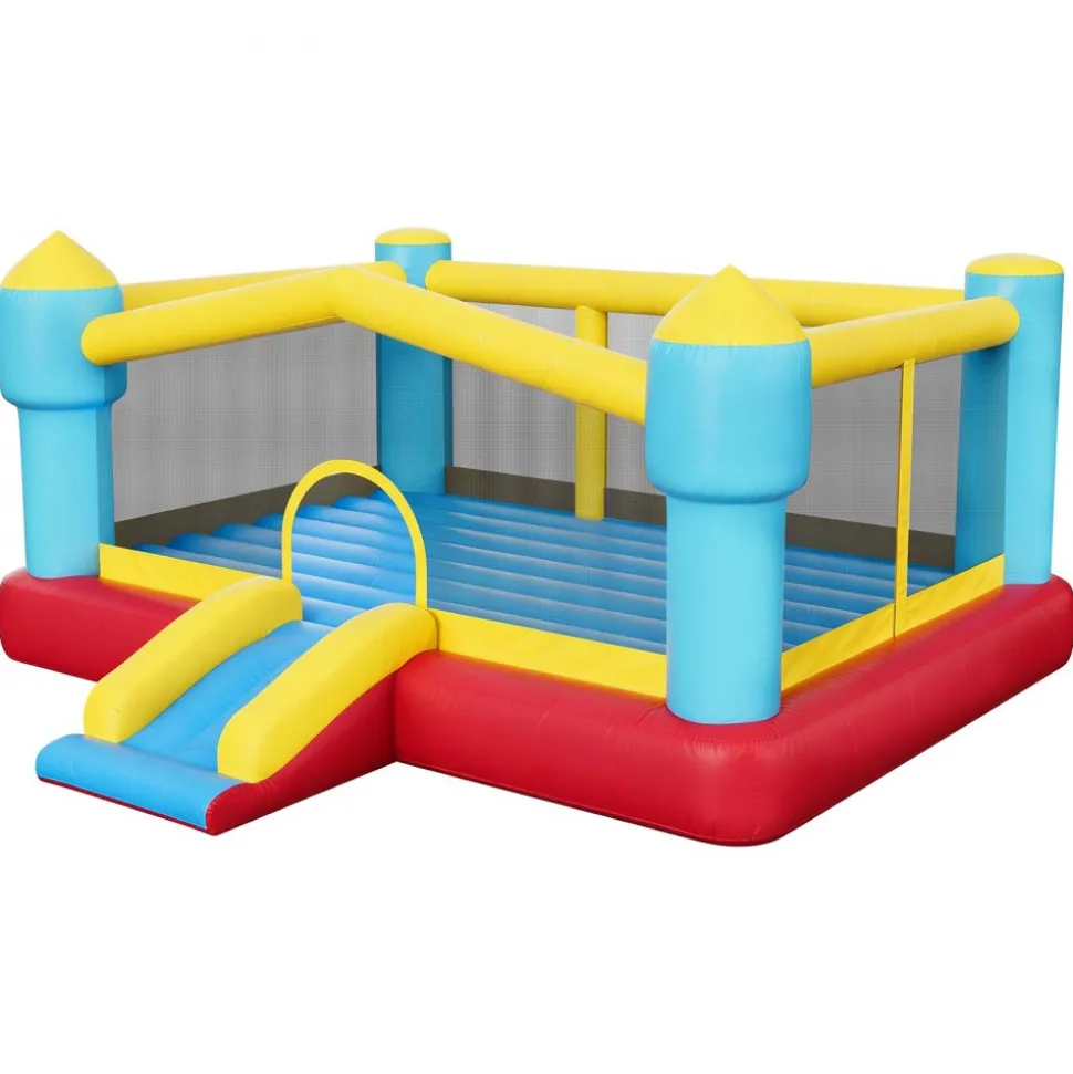 VEVOR Inflatable Bounce House, 14.7 x 13.8 x 6.8 ft Jumping Bouncy Castle, Inflatable Jumper for Kids with Slide, Basketball Hoop, Target Game & Jumping Area, Jumpings House Holds 3-4 Kids (Ages 3-8)