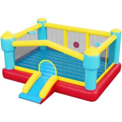 VEVOR Inflatable Bounce House, 14.7 x 13.8 x 6.8 ft Jumping Bouncy Castle, Inflatable Jumper for Kids with Slide, Basketball Hoop, Target Game & Jumping Area, Jumpings House Holds 3-4 Kids (Ages 3-8)