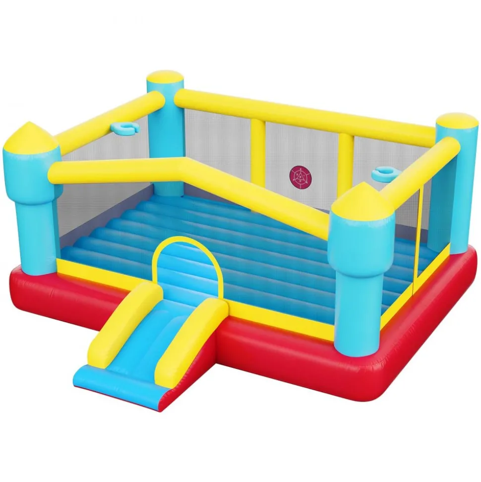 VEVOR Inflatable Bounce House, 14.7 x 13.8 x 6.8 ft Jumping Bouncy Castle, Inflatable Jumper for Kids with Slide, Basketball Hoop, Target Game & Jumping Area, Jumpings House Holds 3-4 Kids (Ages 3-8)