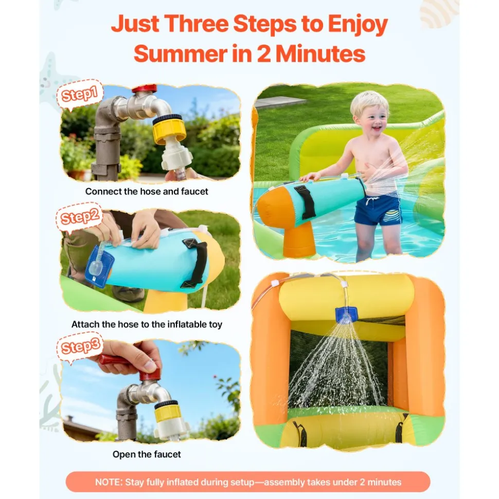 VEVOR Inflatable Bounce House, 13.3 x 11.4 x 8.4 ft Inflatable Bounce House Water Slide, Bouncer Castle with Climbing Wall, Double Tall Slides, Splash Pool & Mini Soccer, for 3 to 4 Kids Ages 3 to 8