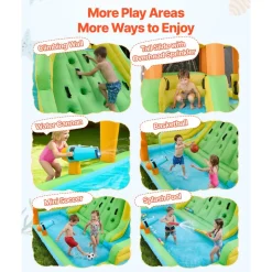 VEVOR Inflatable Bounce House, 13.3 x 11.4 x 8.4 ft Inflatable Bounce House Water Slide, Bouncer Castle with Climbing Wall, Double Tall Slides, Splash Pool & Mini Soccer, for 3 to 4 Kids Ages 3 to 8