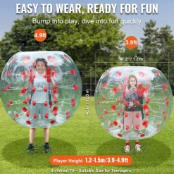 VEVOR Inflatable Bumper Ball 1-Pack, 4FT/1.2M Body Sumo Zorb Balls for Teen & Adult, 0.8mm Thick PVC Human Hamster Bubble Balls for Outdoor Team Gaming Play, Bumper Bopper Toys for Garden, Yard, Park