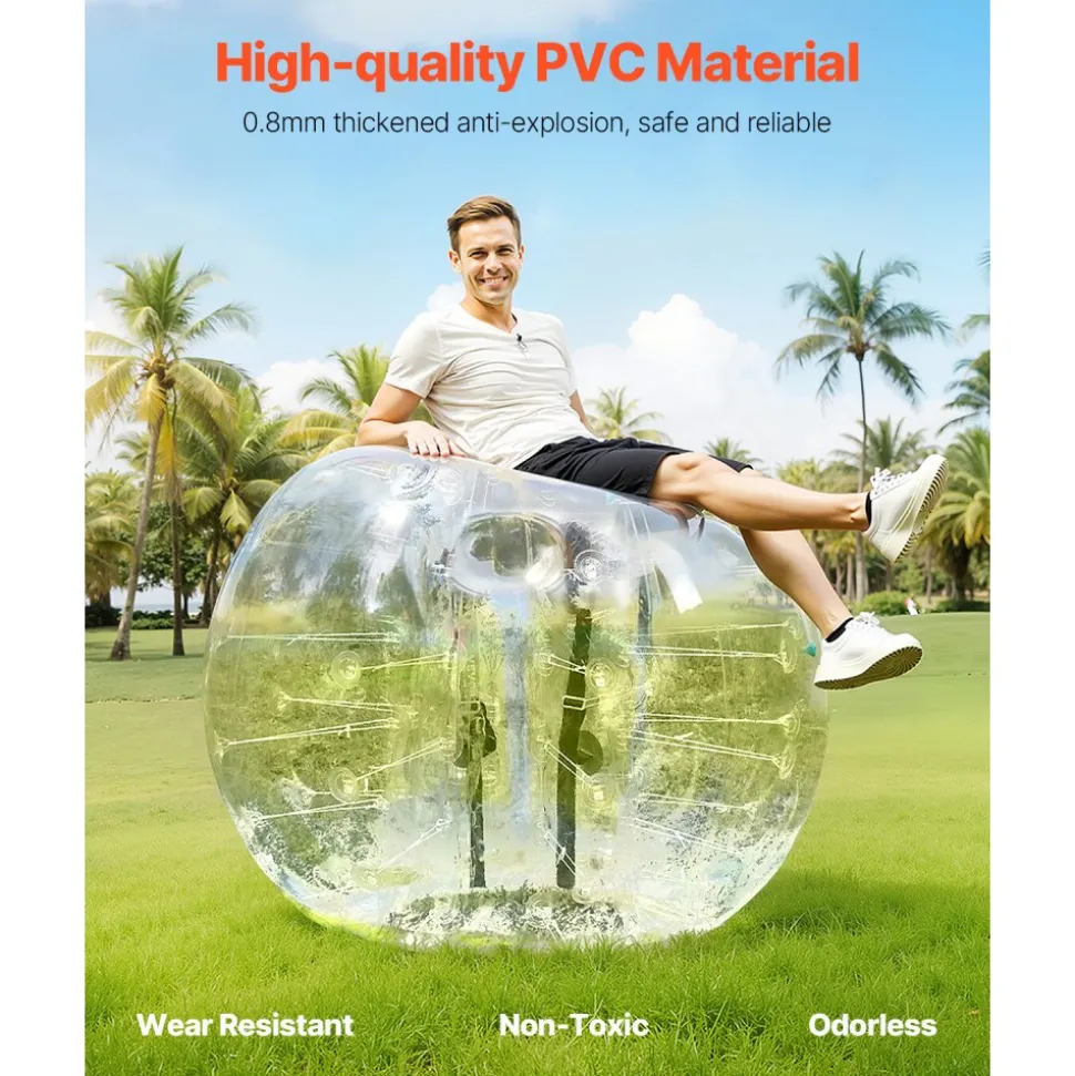 VEVOR Inflatable Bumper Ball 1-Pack, 5FT/1.5M Body Sumo Zorb Balls for Teen & Adult, 0.8mm Thick PVC Human Hamster Bubble Balls for Outdoor Team Gaming Play, Bumper Bopper Toys for Garden, Yard, Park