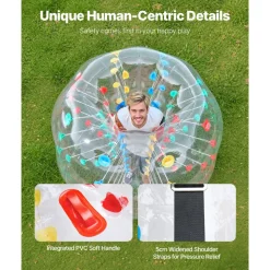 VEVOR Inflatable Bumper Balls 1-Pack, 5FT/1.5M Body Sumo Zorb Ball, 0.8mm Thick PVC Human Hamster Bubble Knocker for Outdoor Sports Team Gaming Play, Bopper Toy for Garden Yard Park, Multicolor