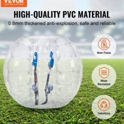VEVOR Inflatable Bumper Ball 1-Pack, 4FT/1.2M Body Sumo Zorb Balls for Teen & Adult, 0.8mm Thick PVC Human Hamster Bubble Balls for Outdoor Team Gaming Play, Bumper Bopper Toys for Garden, Yard, Park