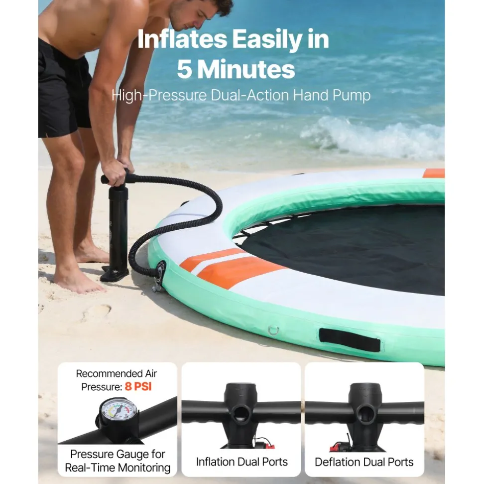 VEVOR Inflatable Floating Dock, 10FT Round Inflatable Dock Platform, Non-Slip Water Floating Mat with Portable Carrying Bag & Detachable Ladder, Platform Island Raft for Pool Beach Ocean