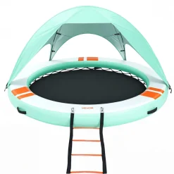 VEVOR Inflatable Floating Dock, 10FT Round Inflatable Dock Platform, Non-Slip Water Floating Mat with Portable Carrying Bag & Detachable Ladder, Platform Island Raft for Pool Beach Ocean