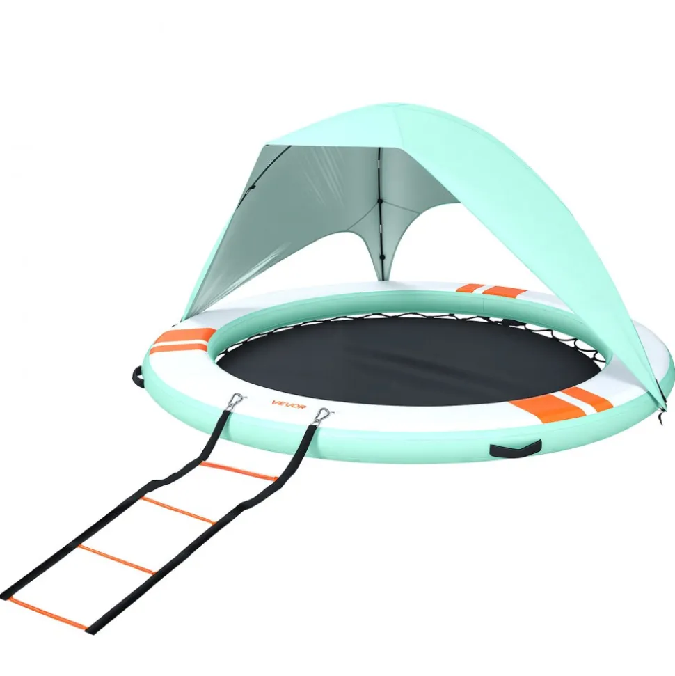 VEVOR Inflatable Floating Dock, 10FT Round Inflatable Dock Platform, Non-Slip Water Floating Mat with Portable Carrying Bag & Detachable Ladder, Platform Island Raft for Pool Beach Ocean