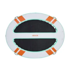 VEVOR Inflatable Floating Dock, 10x8 FT Round Inflatable Dock Platform, Non-Slip Water Air Mat with Portable Carrying Bag & Detachable Ladder, Floating Water Platform Island Raft for Pool Beach Ocean