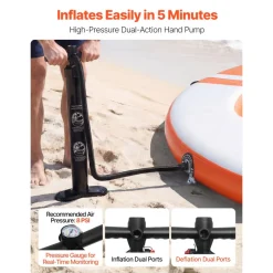 VEVOR Inflatable Floating Dock, 10 FT Inflatable Dock Platform, Non-Slip Water Air Mat with Portable Carrying Bag & Detachable Ladder, Floating Water Platform Island Raft for Pool Beach Ocean, Orange