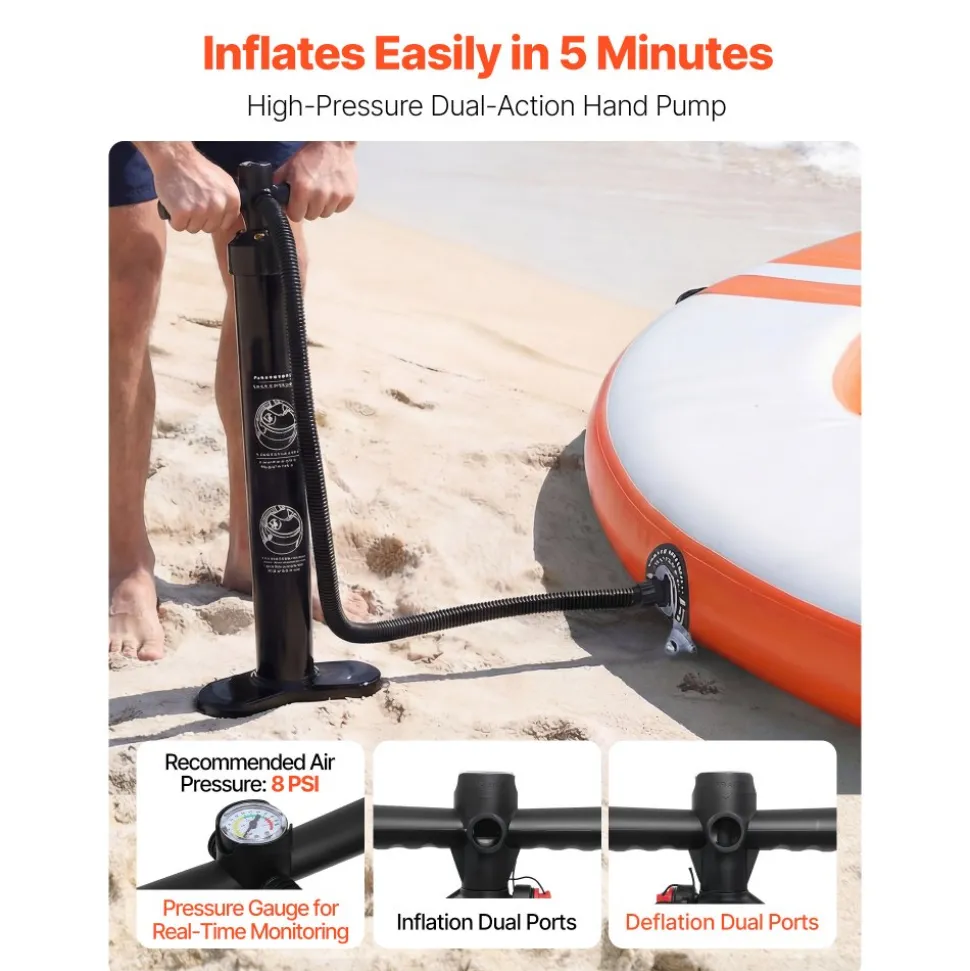 VEVOR Inflatable Floating Dock, 10 FT Inflatable Dock Platform, Non-Slip Water Air Mat with Portable Carrying Bag & Detachable Ladder, Floating Water Platform Island Raft for Pool Beach Ocean, Orange