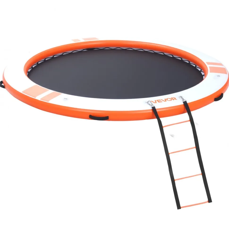 VEVOR Inflatable Floating Dock, 10 FT Inflatable Dock Platform, Non-Slip Water Air Mat with Portable Carrying Bag & Detachable Ladder, Floating Water Platform Island Raft for Pool Beach Ocean, Orange