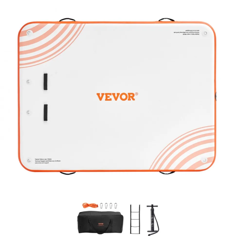 VEVOR Inflatable Floating Dock, 10 x 10FT Inflatable Dock Platform, Non-Slip Water Floating Dock Mat with Portable Carrying Bag & Detachable Ladder, Floating Platform Island Raft for Pool Beach Ocean