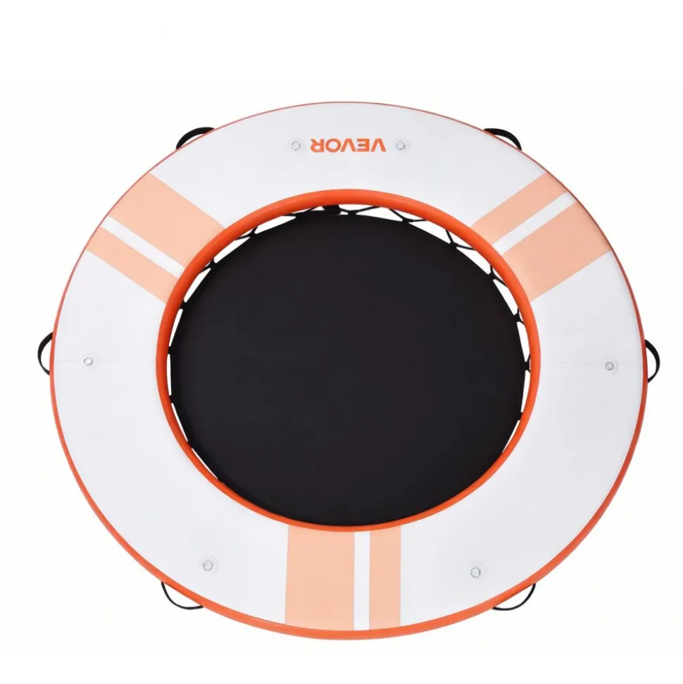 VEVOR Inflatable Floating Dock, 8 FT Inflatable Dock Platform, Non-Slip Water Air Mat with Portable Carrying Bag and Detachable Ladder, Floating Water Platform Island Raft for Pool Beach Ocean, Orange